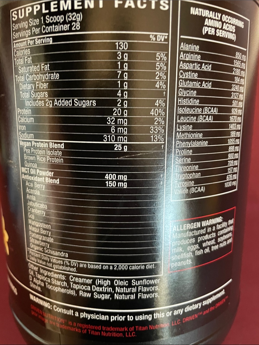 Driven Vegan Vanilla Protein Powder - Black - Picture 2 of 5